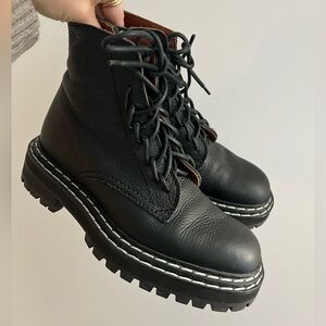 Proenza Schouler Textured Grainy Leather Ankle Lug Sole Combat Boot